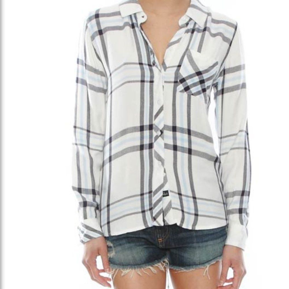 RAILS Hunter Plaid White Navy Plaid Shirt